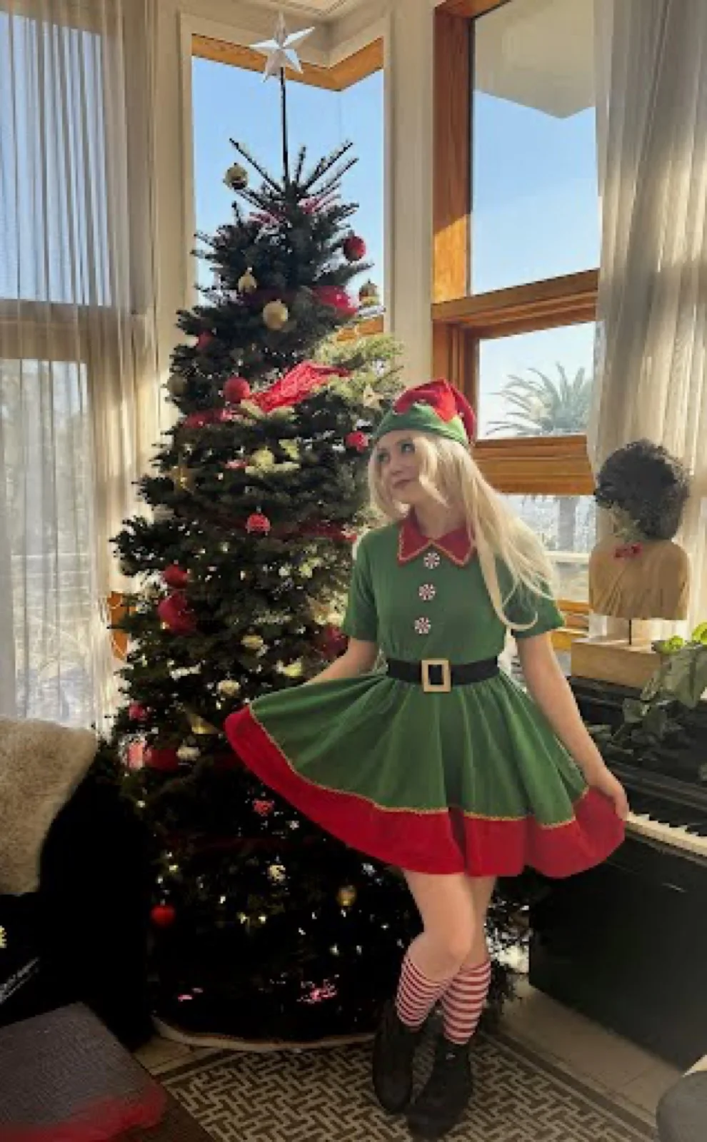 Holiday Elf party character in San Jose