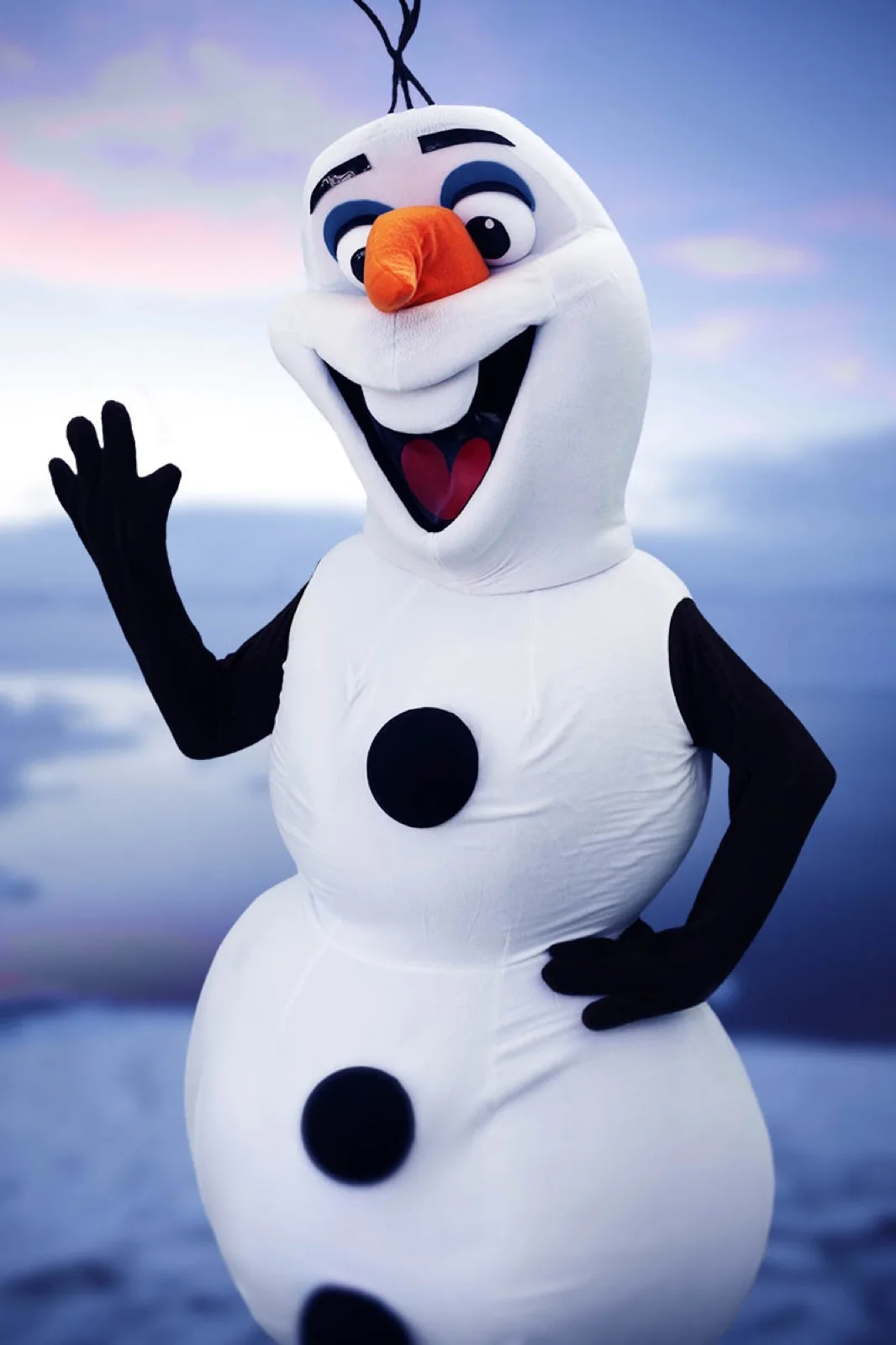 Snowman party character in San Jose